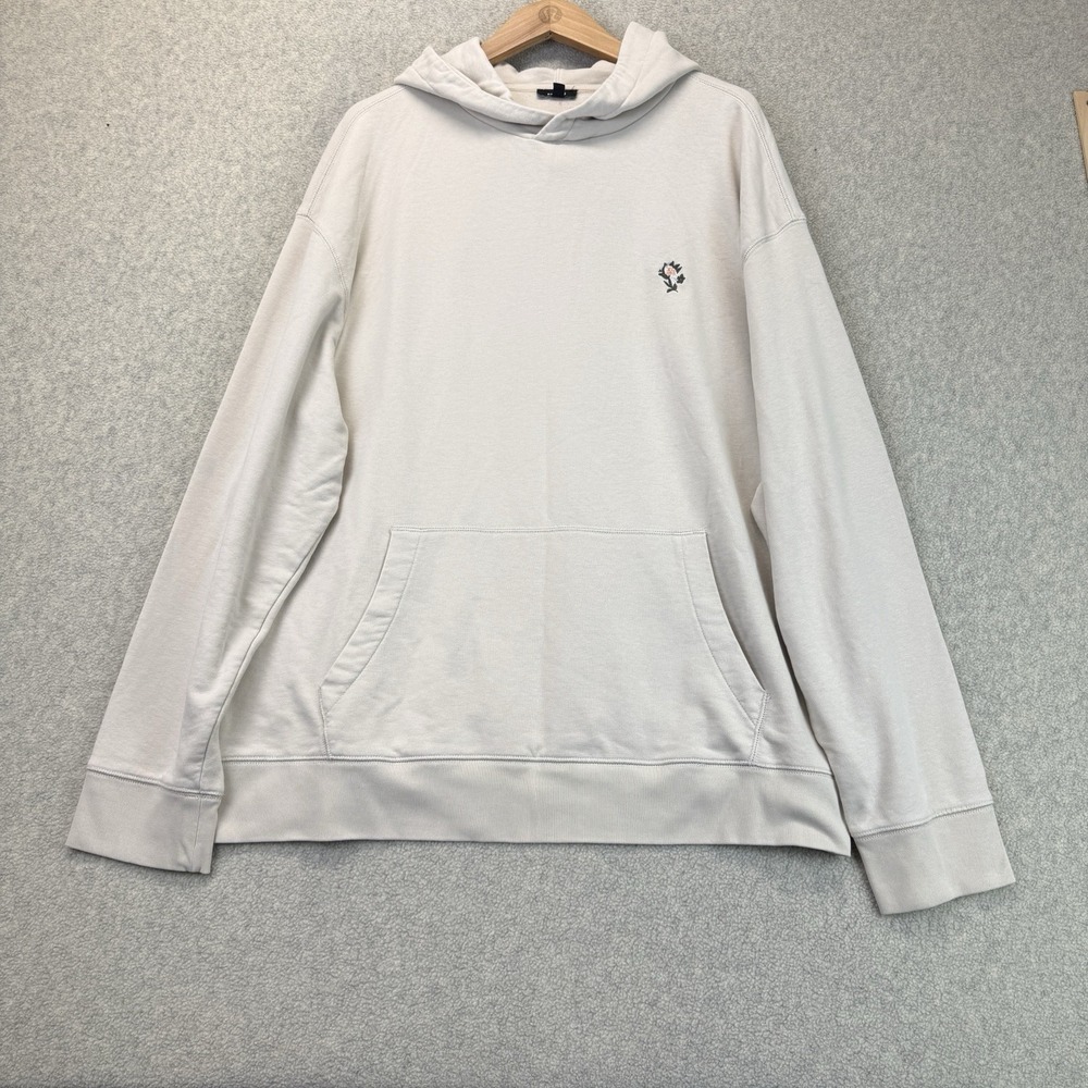 Express Womens Hoodie Sweatshirt Ivory Floral Embroidered Pullover XL